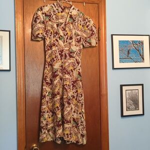 Vintage! Beautiful 1940s era fairy tale print dress.